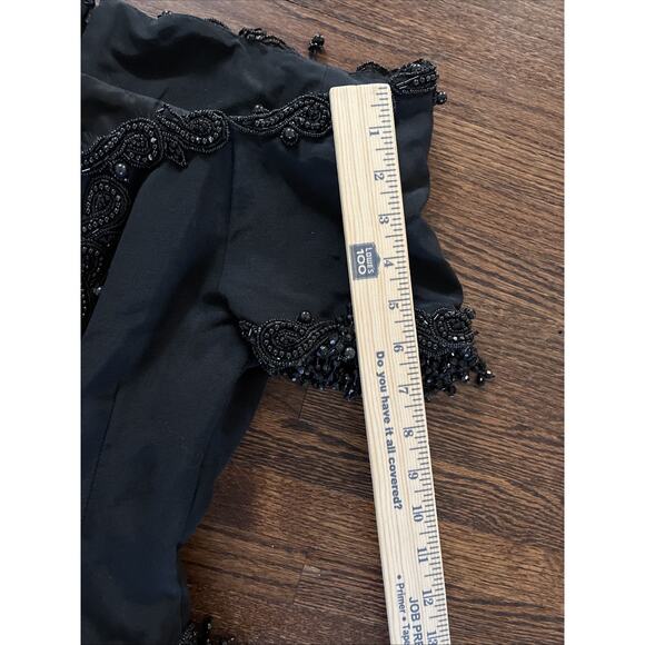VTG Isabelle Allard Statement Strapless Beaded Black Dress Sz 42 France Pockets - Picture 6 of 12